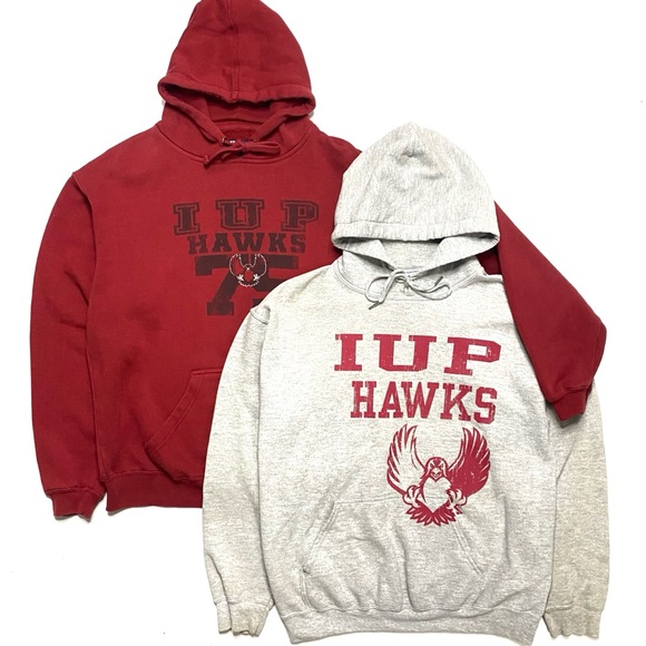 Indiana University Of Pennsylvania IUP Hawks Bundle Of 2 Hoodie Sweatshirts M - Picture 1 of 11